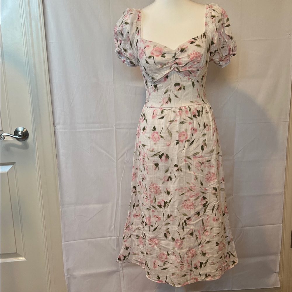 As U Wish Pink and Cream Floral Midi Dress